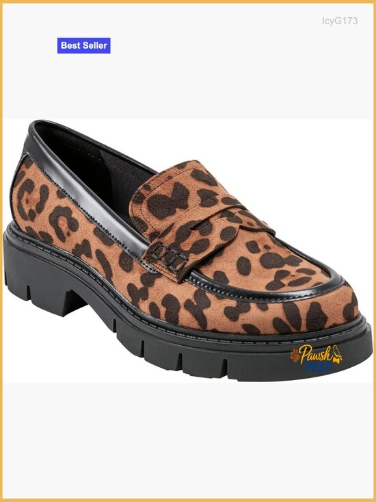 Shoes - Women's Penny Loafers Slip-On Almond Toe Lug Sole Shoes